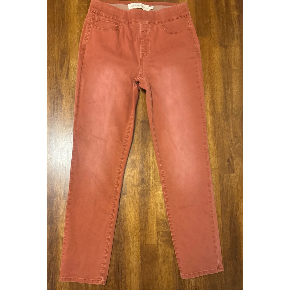 Soft Surroundings Terracotta Orange Pull On Slim Leg Jeans Small